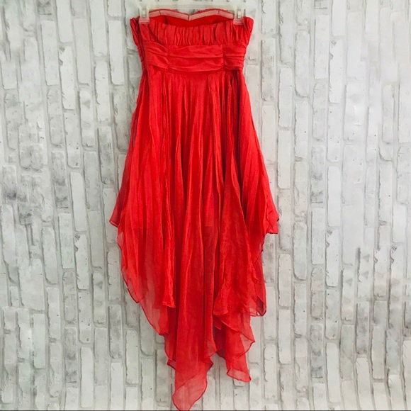 Casting Orange Strapless High Low Dress - Picture 6 of 10